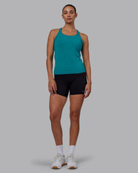 Woman wearing AeroFLX+ Seamless Tank - Blue Bird Marl | Thumbnail Index: 4