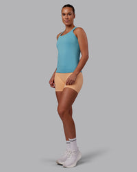Woman wearing AeroFLX+ Seamless Tank - Retro Blue/Retro Blue | Model:Charlize | Size:S | Thumbnail Index: 3