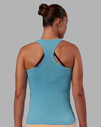 Woman wearing AeroFLX+ Seamless Tank - Retro Blue/Retro Blue | Model:Charlize | Size:S | Thumbnail Index: 5