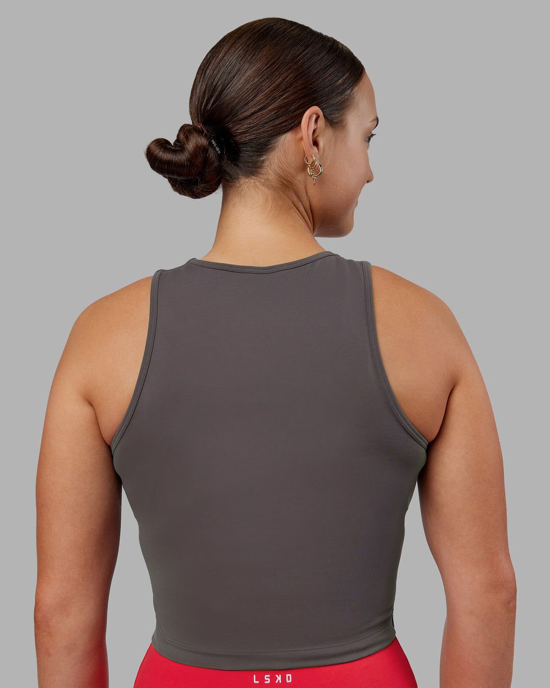 Woman wearing Base Tank - Dark Storm | Model:Keisha | Size:S - view 2