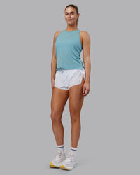 Woman wearing Pace Running Tank - Retro Blue | Model:Hannah | Size:S | Thumbnail Index: 3