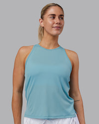 Woman wearing Pace Running Tank - Retro Blue | Model:Hannah | Size:S | Thumbnail Index: 0