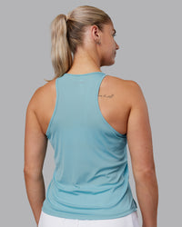 Woman wearing Pace Running Tank - Retro Blue | Model:Hannah | Size:S | Thumbnail Index: 6