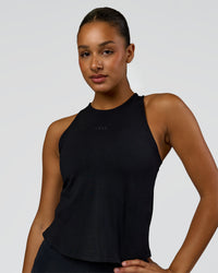 Woman wearing Wrap It Up FLXCotton Tank - Black | Model:Rosie | Size:S | Thumbnail Index: 0