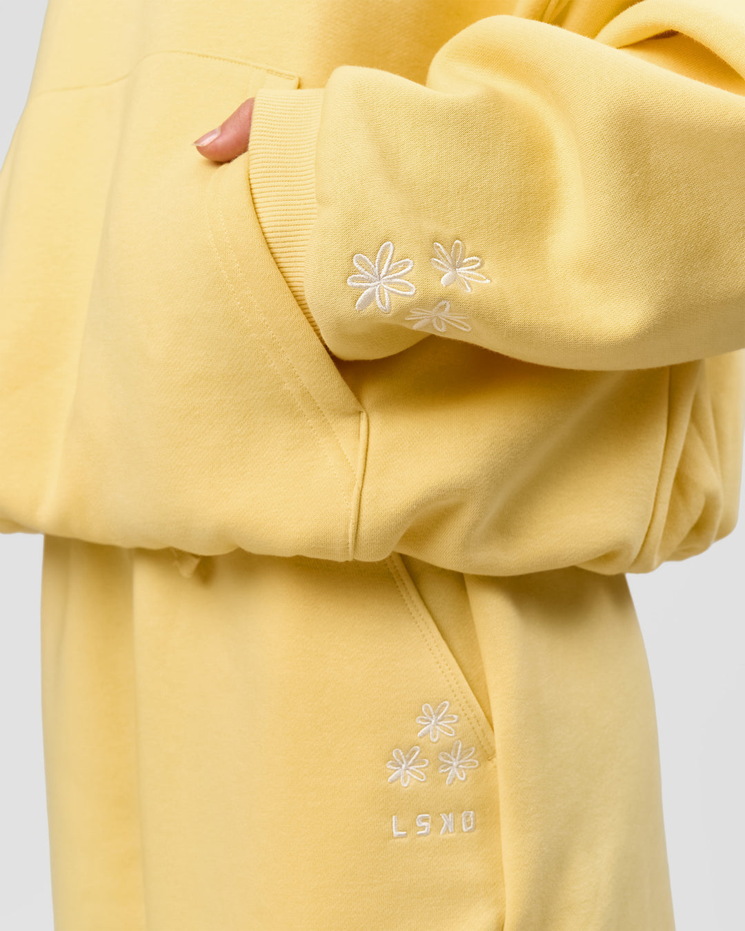 Woman wearing Zola Oversized Hoodie - Lemon | Model:Issy | Size:S - view 6