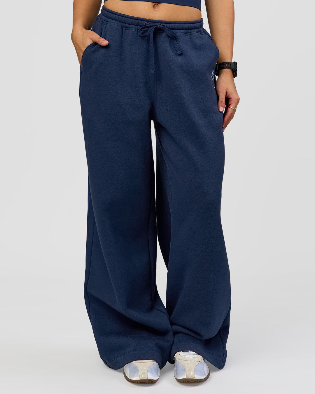 Woman wearing Zola Wide Leg Lounge Pant - Future Navy | Model:Grace | Size:S - view 1