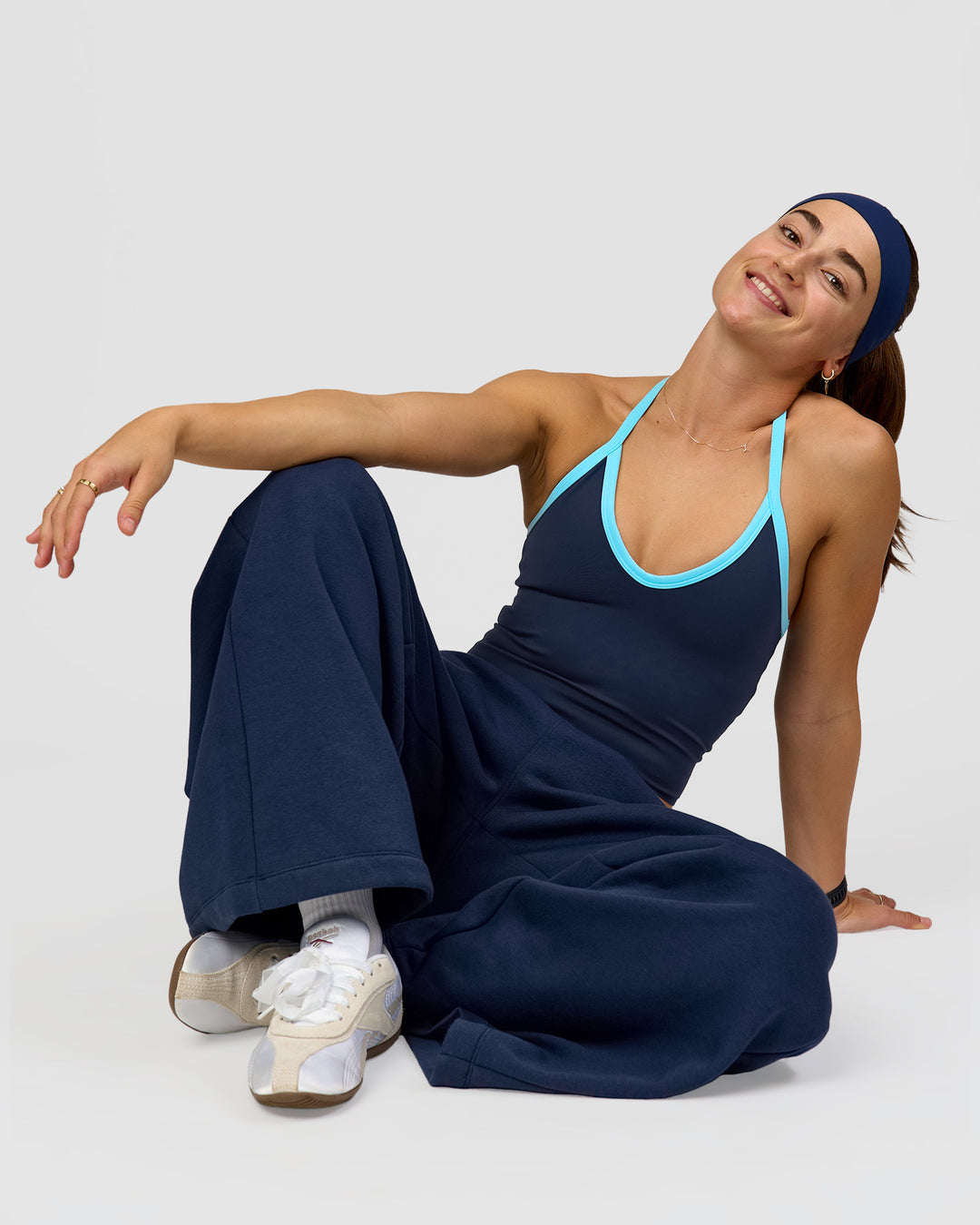 Woman wearing Zola Wide Leg Lounge Pant - Future Navy | Model:Grace | Size:S - view 10