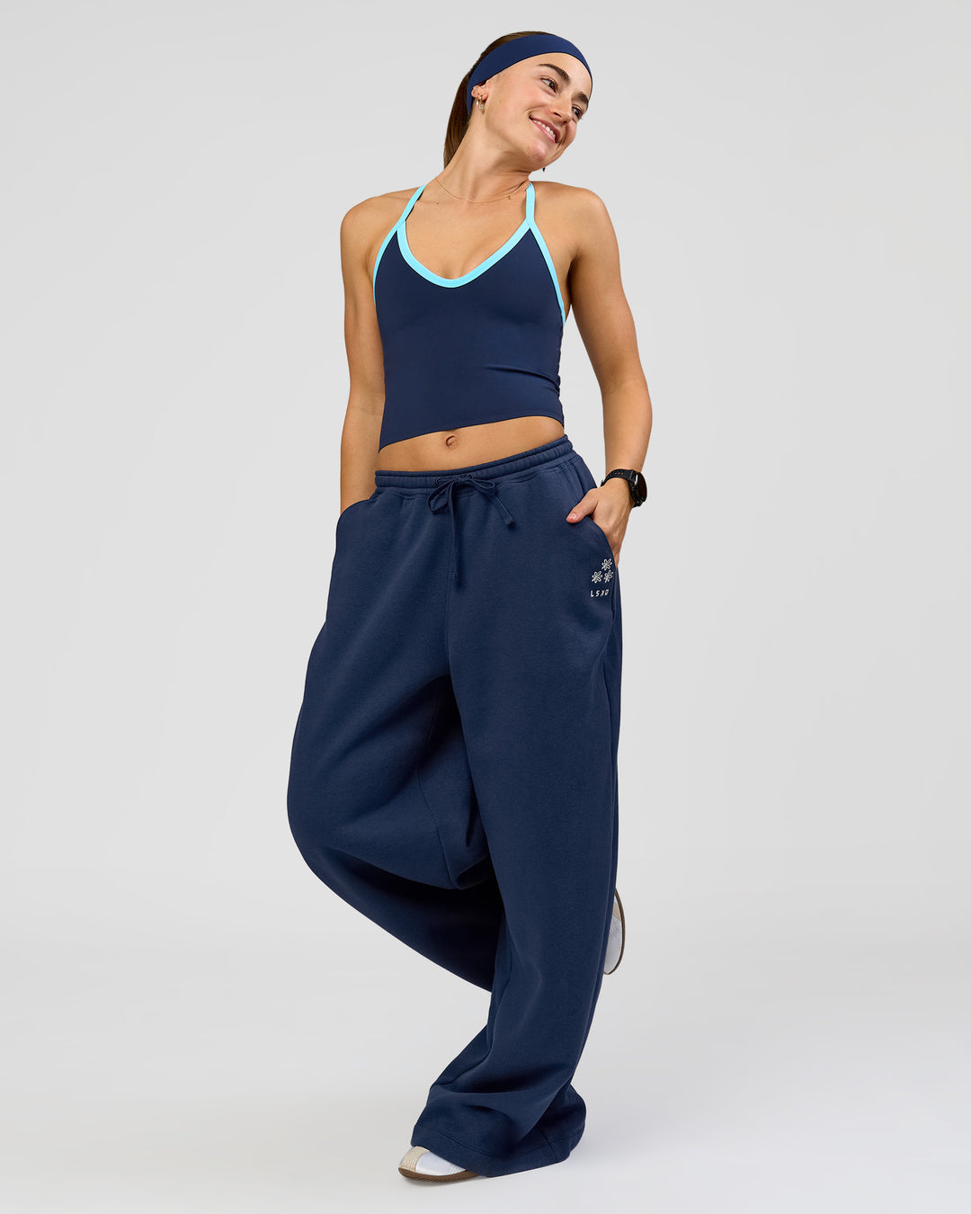 Woman wearing Zola Wide Leg Lounge Pant - Future Navy | Model:Grace | Size:S - view 7