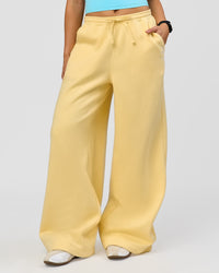 Woman wearing Zola Wide Leg Lounge Pant - Lemon | Model:Grace | Size:S | Thumbnail Index: 3