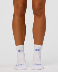 Set The Standard Quarter Socks - White-Electric Indigo | Thumbnail Index: 2