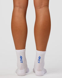 Set The Standard Quarter Socks - White-Electric Indigo | Thumbnail Index: 1