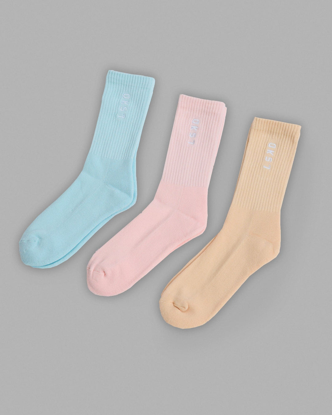 Signal 3 Pack Crew Socks - Pastel-Blue-Pink-Orange - view 5