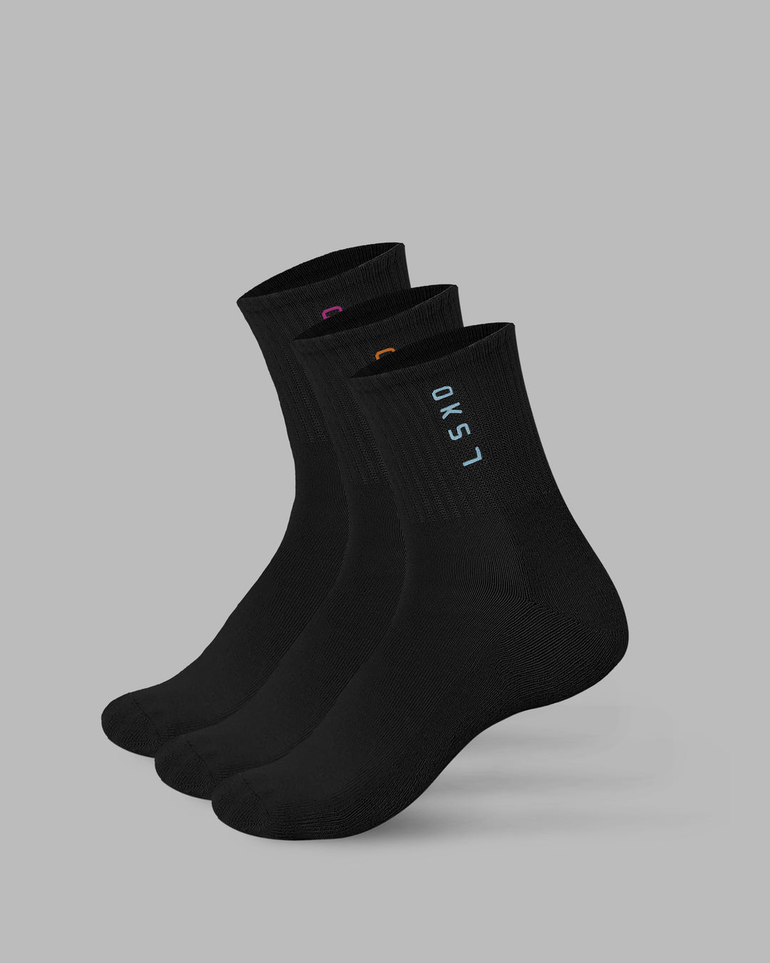 Signal Quarter Socks 3 Pack - Black-Turq-Tang-Pink - view 1