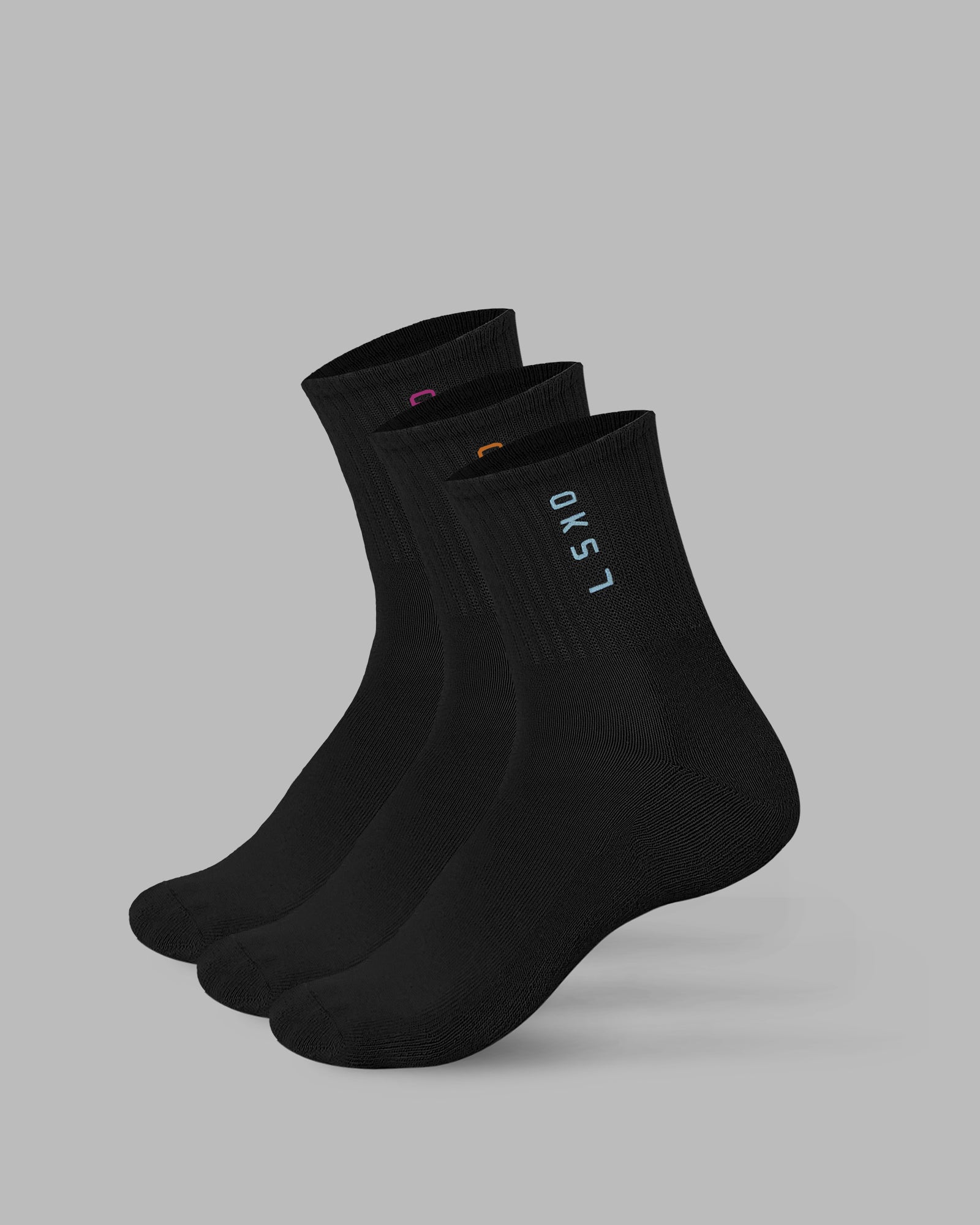 Signal Quarter Socks 3 Pack - Black-Turq-Tang-Pink