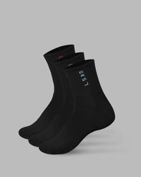 Signal Quarter Socks 3 Pack - Black-Turq-Tang-Pink | Thumbnail Index: 0