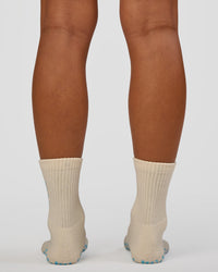 Signal Pilates Crew Grip Socks 2.0 - Off White-Baltic Sea | Thumbnail Index: 4