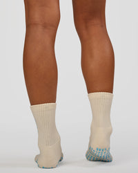 Signal Pilates Crew Grip Socks 2.0 - Off White-Baltic Sea | Thumbnail Index: 2