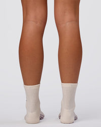 Signal Pilates Crew Grip Socks 2.0 - Off White-Fresh Purple | Thumbnail Index: 3