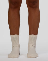 Signal Pilates Crew Grip Socks 2.0 - Off White-Future Navy | Thumbnail Index: 2