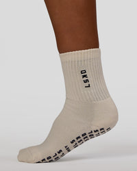 Signal Pilates Crew Grip Socks 2.0 - Off White-Future Navy | Thumbnail Index: 1