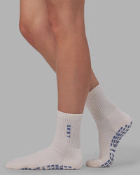 Signal Pilates Crew Grip Socks 2.0 - Off White-Power Cobalt | Thumbnail Index: 1