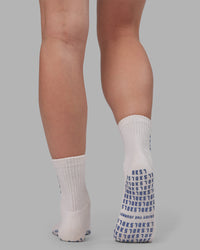 Signal Pilates Crew Grip Socks 2.0 - Off White-Power Cobalt | Thumbnail Index: 2