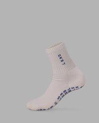 Signal Pilates Crew Grip Socks 2.0 - Off White-Power Cobalt | Thumbnail Index: 0