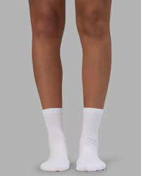 Signal Pilates Crew Grip Socks 2.0 - White-Ultra Pink | Thumbnail Index: 3
