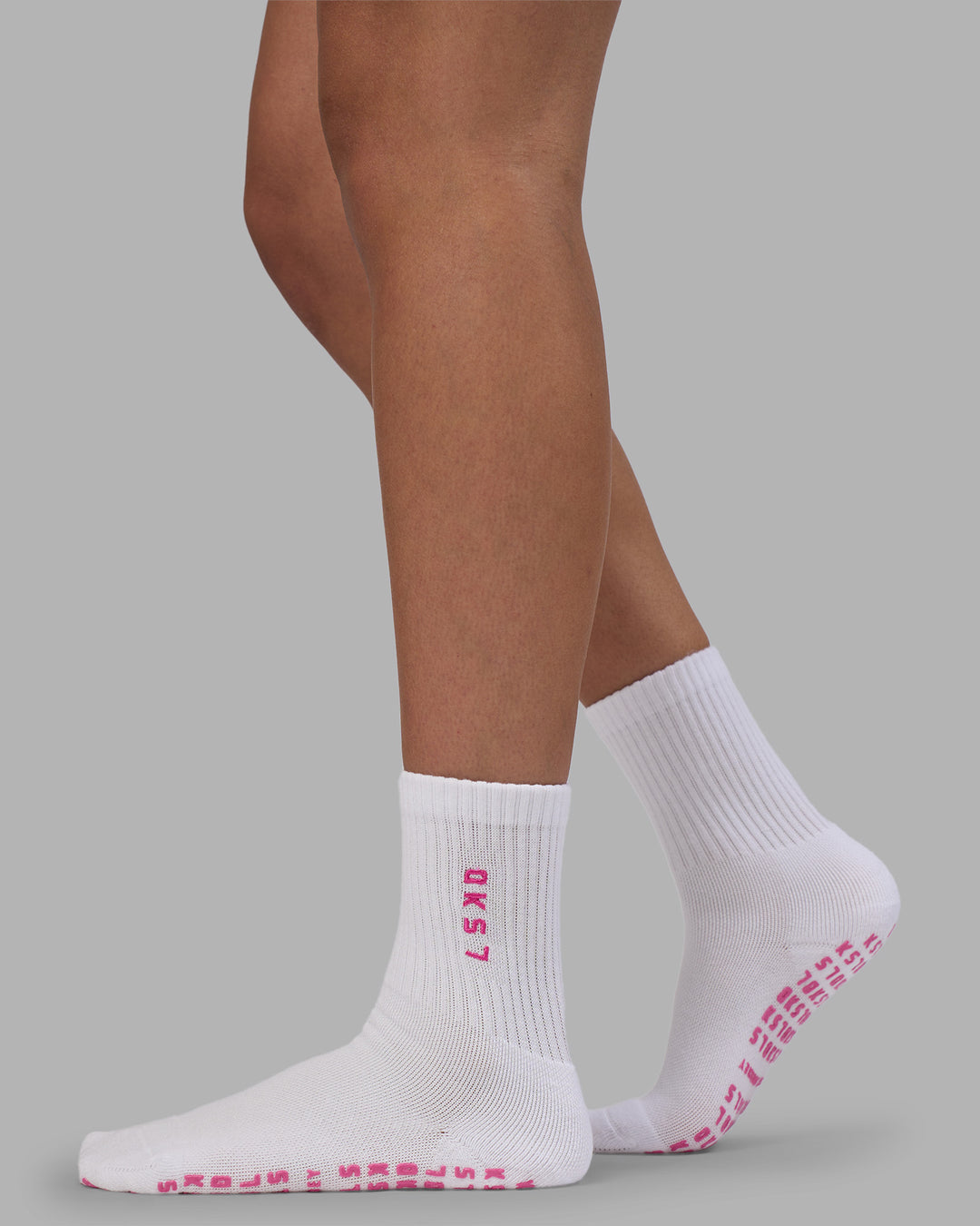 Signal Pilates Crew Grip Socks 2.0 - White-Ultra Pink - view 2