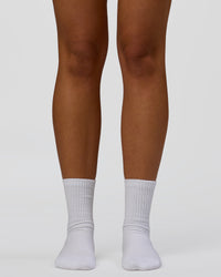 Signal Pilates Crew Grip Socks 2.0 - Off White-Palace Blue | Thumbnail Index: 1