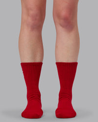 Signal Crew Pilates Grip Sock - Cherry Lacquer-Marshmallow | Thumbnail Index: 4