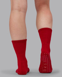 Signal Crew Pilates Grip Sock - Cherry Lacquer-Marshmallow | Thumbnail Index: 1