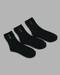 Signal 3 Pack Quarter Socks - Black-Turq-Tang-Pink | Thumbnail Index: 3