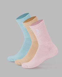 Signal Crew Socks 3 Pack - Pastel-Blue-Pink-Orange | Thumbnail Index: 0
