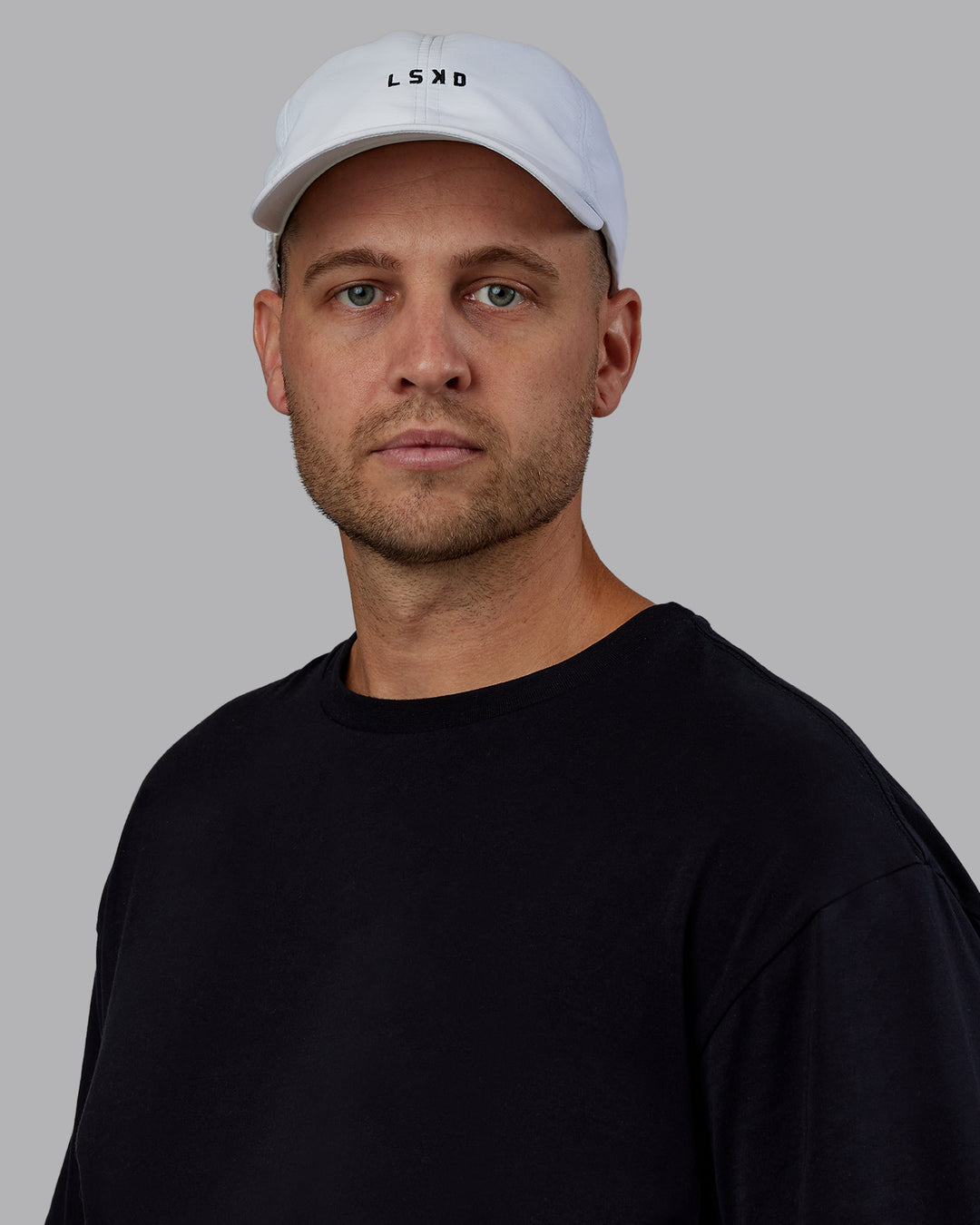 Man wearing Train Cap - White-Black | Model:Macca | Size:OS - view 2