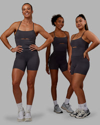Women wearing Bree Masters Fusion Ultra High-Rise 6" Short Pockets - Stormy | Thumbnail Index: 4