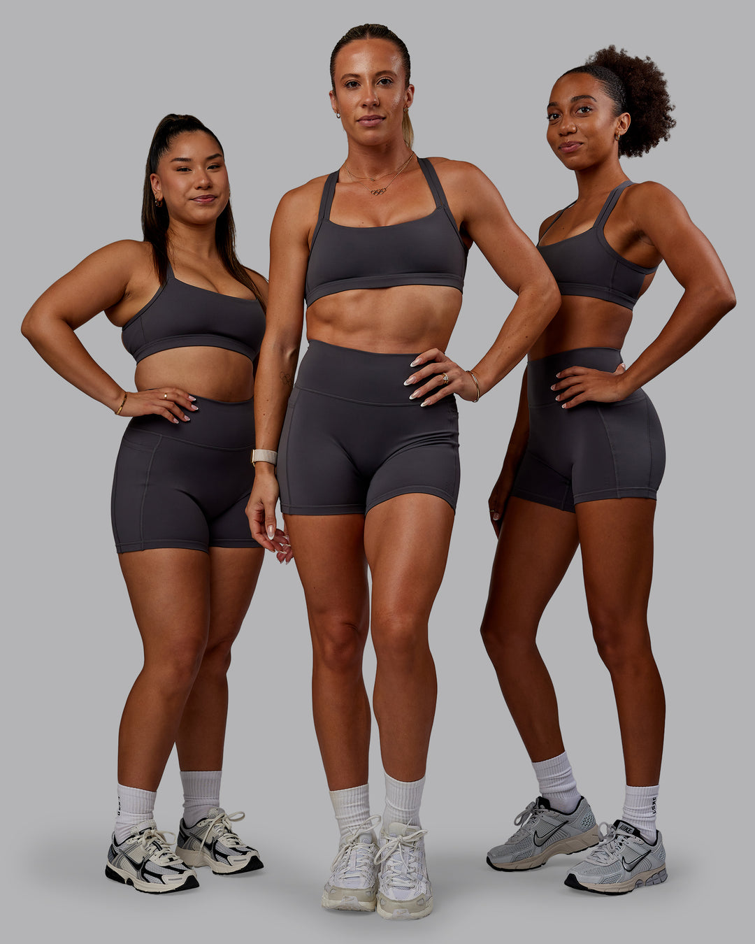 Woman wearing Bree Masters Velocity Sports Bra - Stormy - view 4
