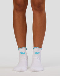 Trust The Process Frill Quarter Sock - White-Baltic Sea | Thumbnail Index: 1
