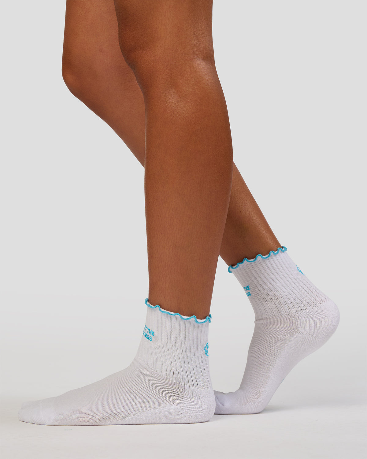 Trust The Process Frill Quarter Sock - White-Baltic Sea
