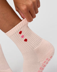 Valentines Pilates Grip Socks - Candy Pink-Flame | Thumbnail Index: 4