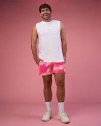 Man wearing BCAM FLXCotton Muscle Tank - White-Ultra Pink | Model:Fletcher | Size:XL | Thumbnail Index: 5