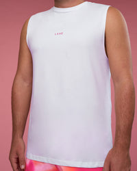 Man wearing BCAM FLXCotton Muscle Tank - White-Ultra Pink | Model:Fletcher | Size:XL | Thumbnail Index: 6