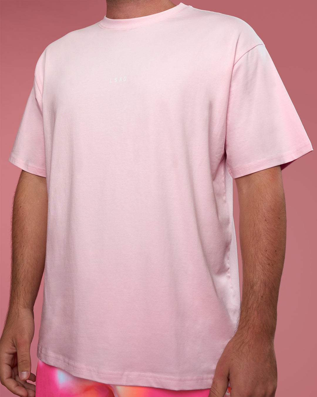 Man wearing BCAM FLXCotton Oversized Tee - Marshmallow-White | Model:Fletcher | Size:XL - view 6