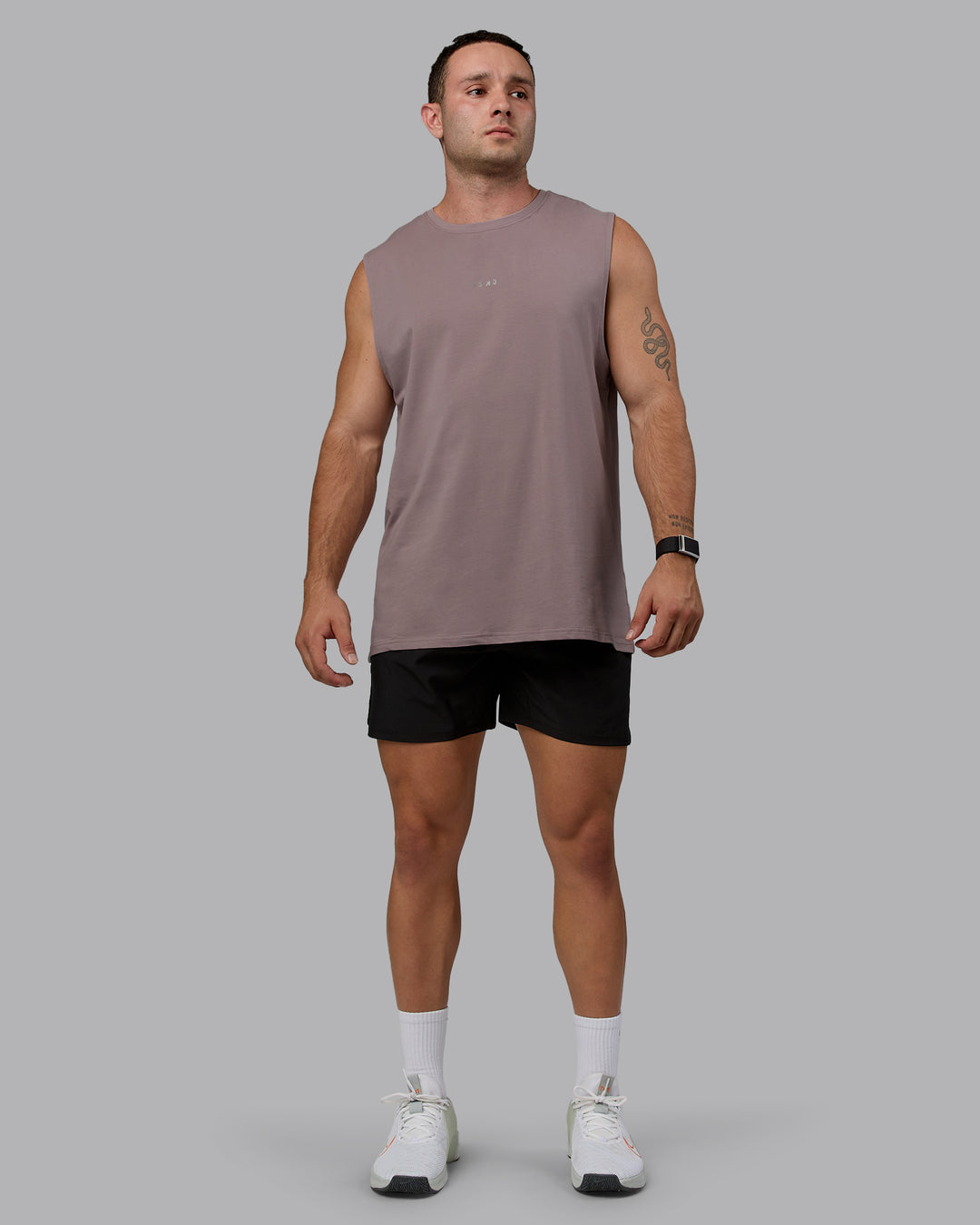 Man wearing Base FLXCotton Tank - Greyish Purple - view 5