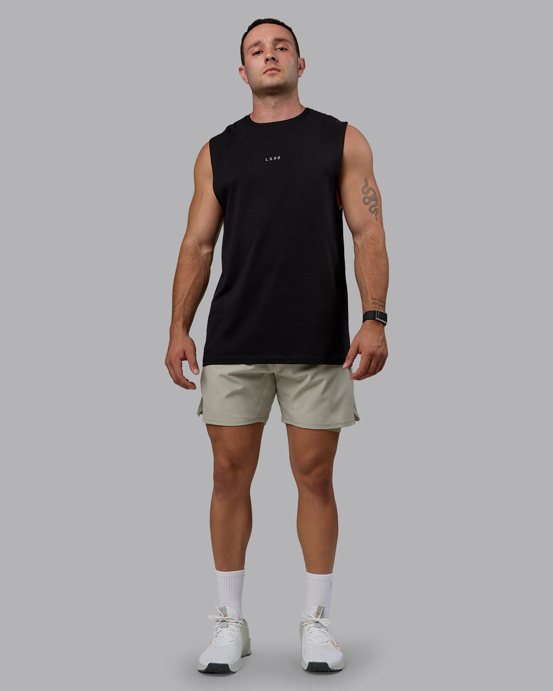 Man wearing Challenger 6" Lined Performance Shorts - Sustained Grey - view 6