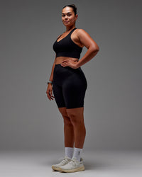 Woman wearing Fusion Ultra High-Rise 9" Short Pockets - Black | Model:Aimee | Size:XL | Thumbnail Index: 36