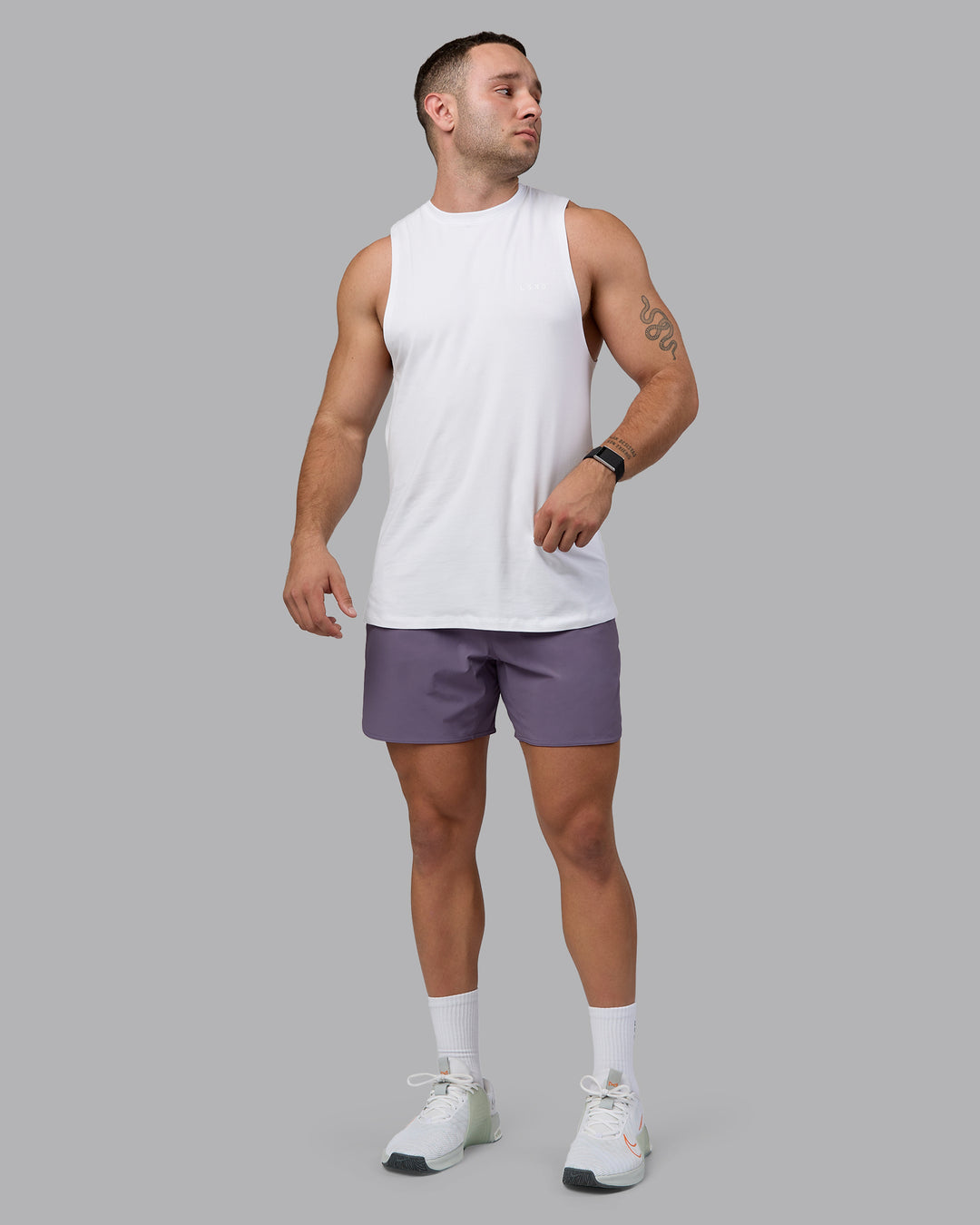 Man wearing Lift 6" Performance Shorts - Purple Sage - view 5