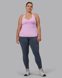 Woman wearing Movement Longline Active Shelf Bra Tank - Pastel Orchid | Thumbnail Index: 2