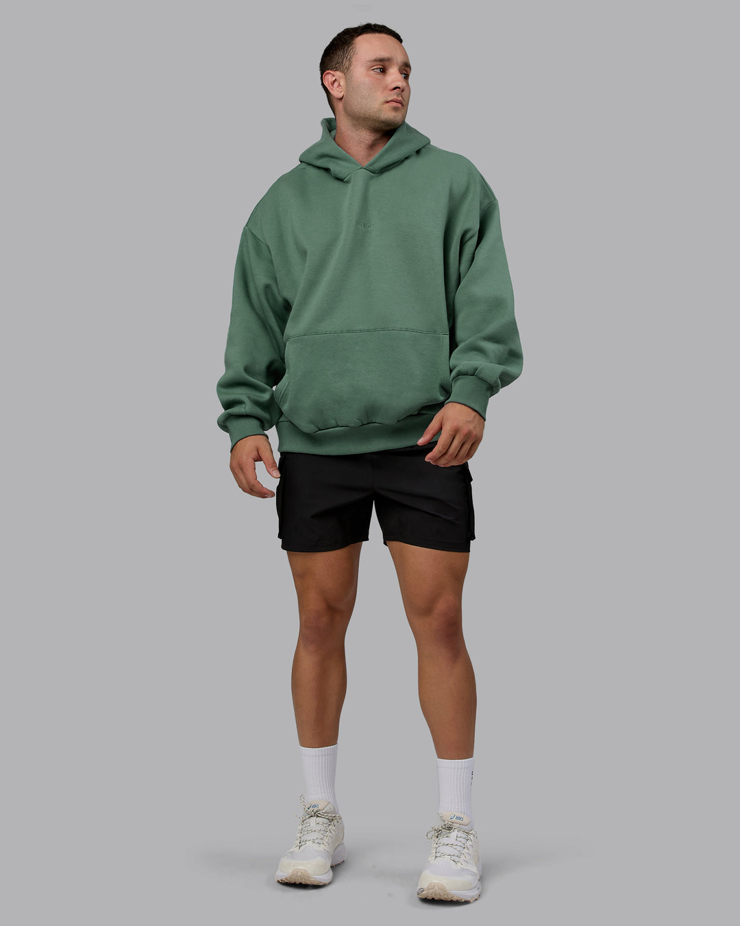 Man wearing Unisex MVP Hoodie Oversize - Sage Brush - view 6