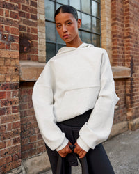 Woman wearing AfterDark ZeroCrease Oversized Hoodie - Silver Marl | Model:Nejilka |Size:XS | Thumbnail Index: 8